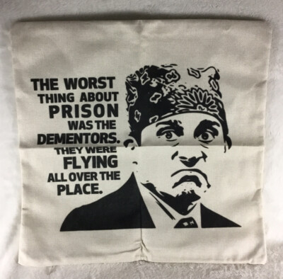 The Office Prison Mike Throw Pillow Case Cotton Linen Michael Scott by CHICCAT