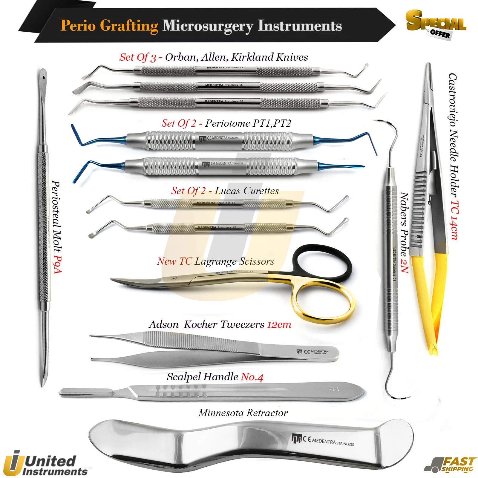 PERIODONTAL GUM GRAFT KNIFE GINGIVAL TISSUE SURGERY DENTAL TUNNELING INSTRUMENTS