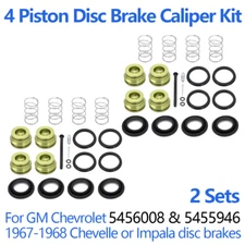 2X For Chevrolet 1967-68 Chevelle Impala 4 Piston Disc Brake Caliper Rebuild Kit