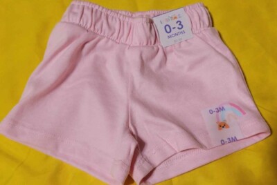 NWT Garanimals Baby Girls 0-3 months light pink shorts w/rainbow