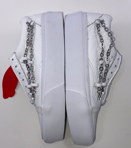 Vans Old Skool Plateau Skateschuhe Größe 5,5 weiß Leder silber Kette Damen - Bild 8 von 12