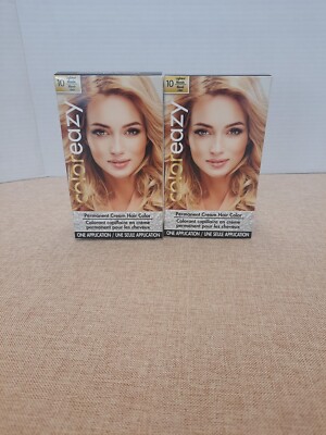 Coloreazy Permanent Hair Color Dye Cream Lightest Blonde #10 Lot Of 2 Brand New