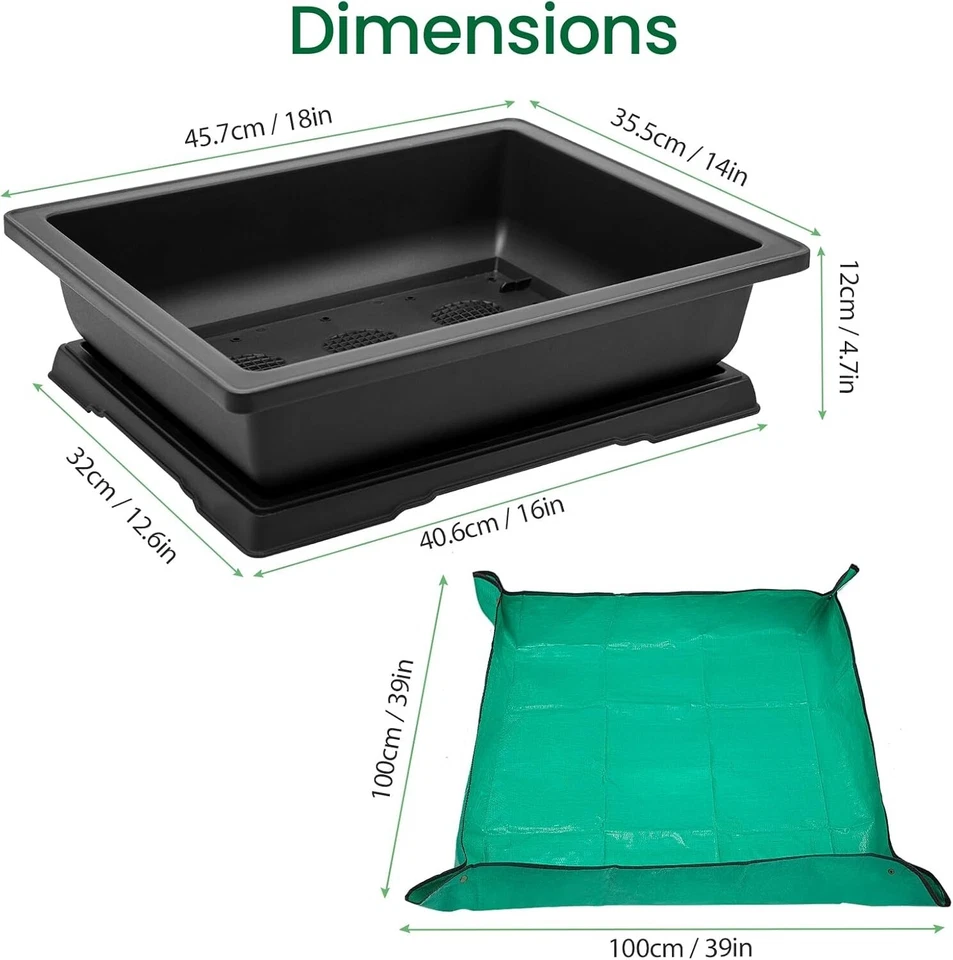 Bonsai Pot Kit - 3pcs 18'' Planters with Drainage and Repotting Mat Included - Image 4 of 4