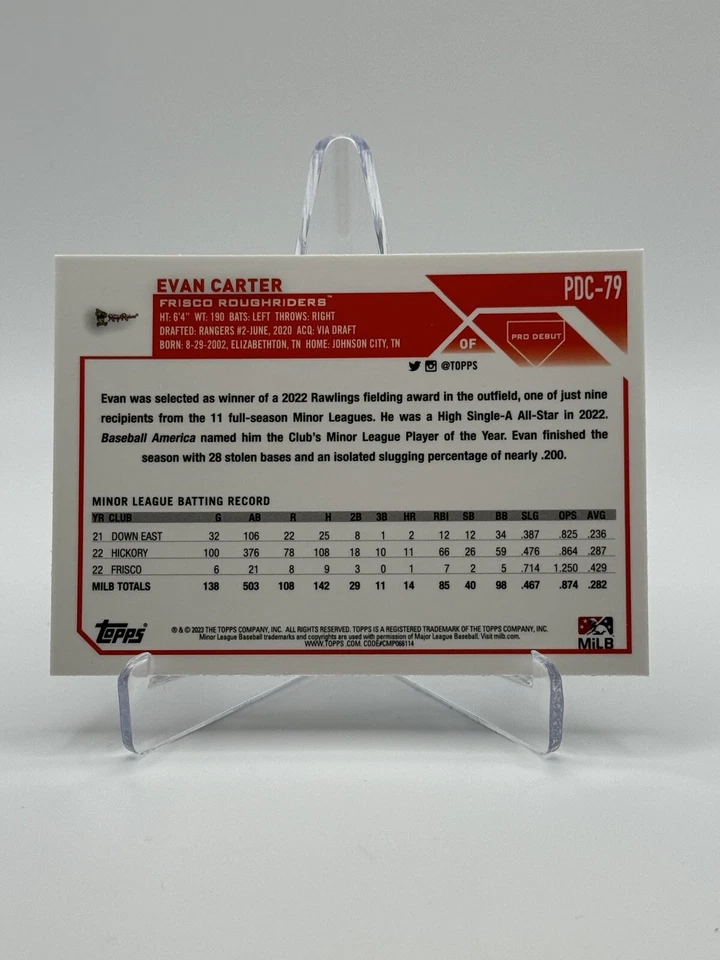 2023 Topps Pro Debut #PDC-79 EVAN CARTER | Chrome  - Image 2 of 2