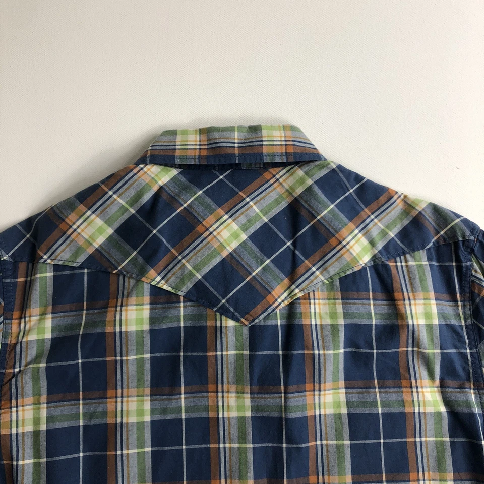 Ditch Plains New York Men's Blue Plaid Western Shirt Pearl Snap Button Up Size S - Image 3 of 4