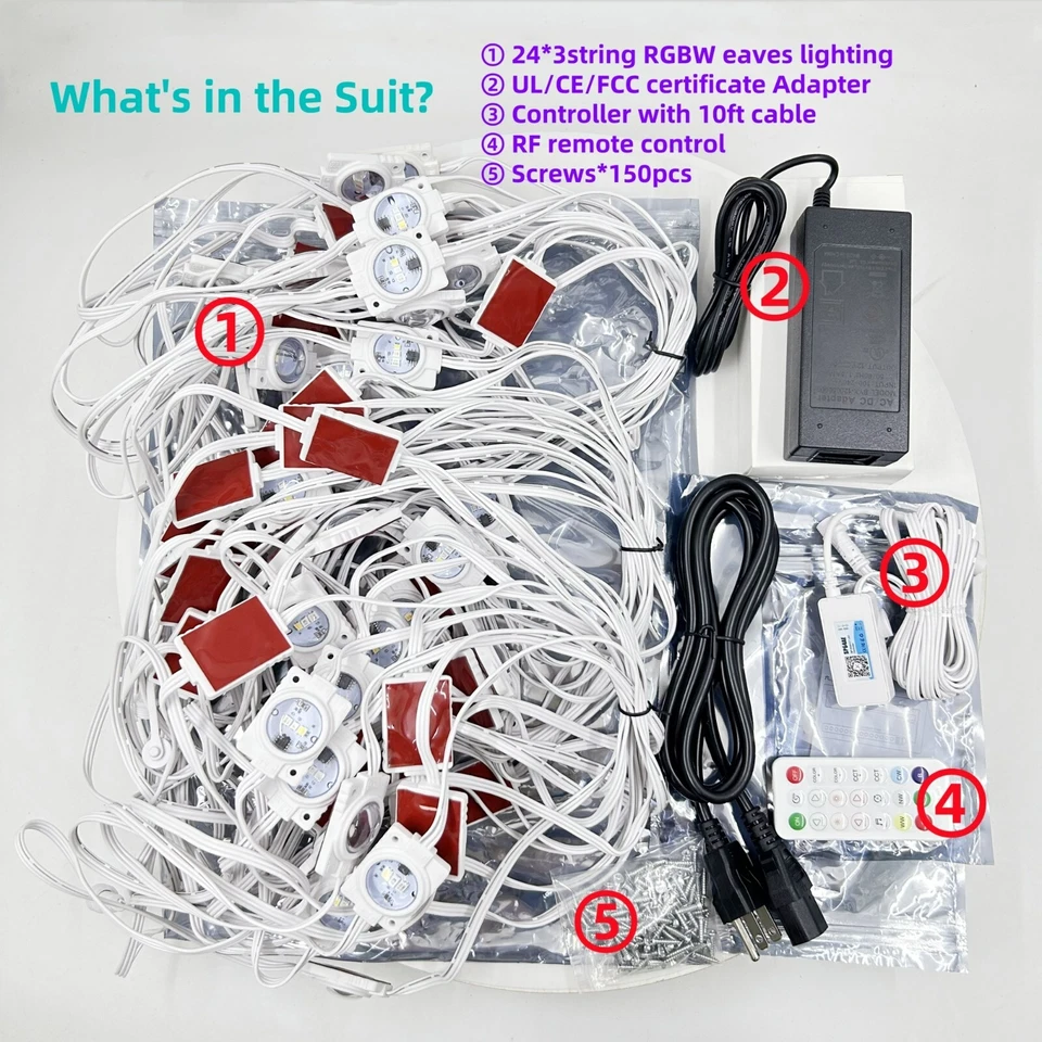 108FT Permanent Outdoor Lights 72LEDs RGB LED Eave Light With APP Remote Control - Image 2 of 4