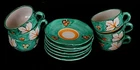 ANTIQUE SET OF 6 CUP/BOWL & SAUCERS SOLIMENE VIETRI ITALIAN CERAMIC 1960'S