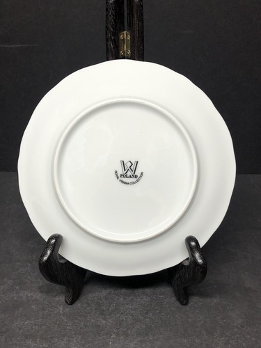 Poland Royal Vienna Collection 8 DESSERT PLATES Rose Floral Gold Rim Embossed - Picture 4 of 5
