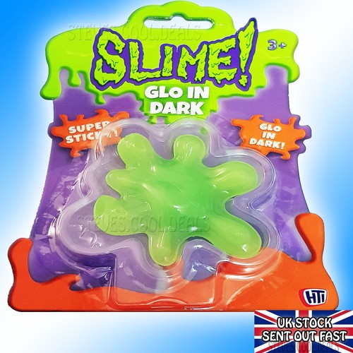 Slime Glow In The Dark Super Sticky Kids Green Putty Splat Stress