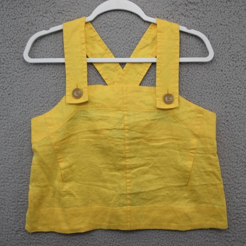 Everlane Linen Apron Tank Top Shirt Womens 0 Yellow Buttons Easter Spring Flowy