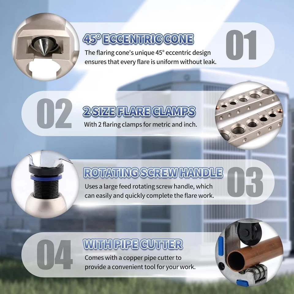 Flaring Tool Kit for 1/4" - 3/4" HVAC Copper Flare Tool with Metric and Imperial - Image 4 of 4
