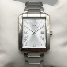 TFX By Bulova Mens Rectangular 33mm Silver Tone Stainless Watch New Battery