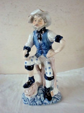 Statua in ceramica, falegname, blu e bianco, altezza 30 cm. vedi foto