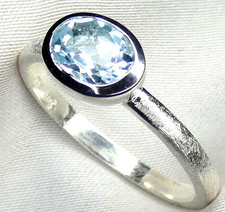 💎Blautopas Ring Sky Blue 925 Silber teilweise mattiert, oval modisch NEU 💎