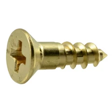 MIDWEST FASTENER 02852 Wood Screw, #6, 1/2 in, Plain Brass Flat Head Phillips
