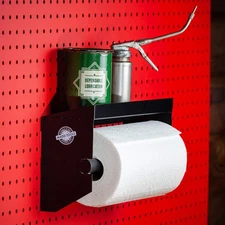 Pegboard Paper Towel Holder with Shelf, Peg Board Accessory Kit with Heavy Du...