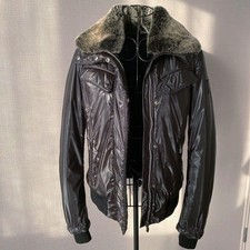 Giacca Belstaff in nylon con pelliccia marrone taglia 42 L schiena scheggiata