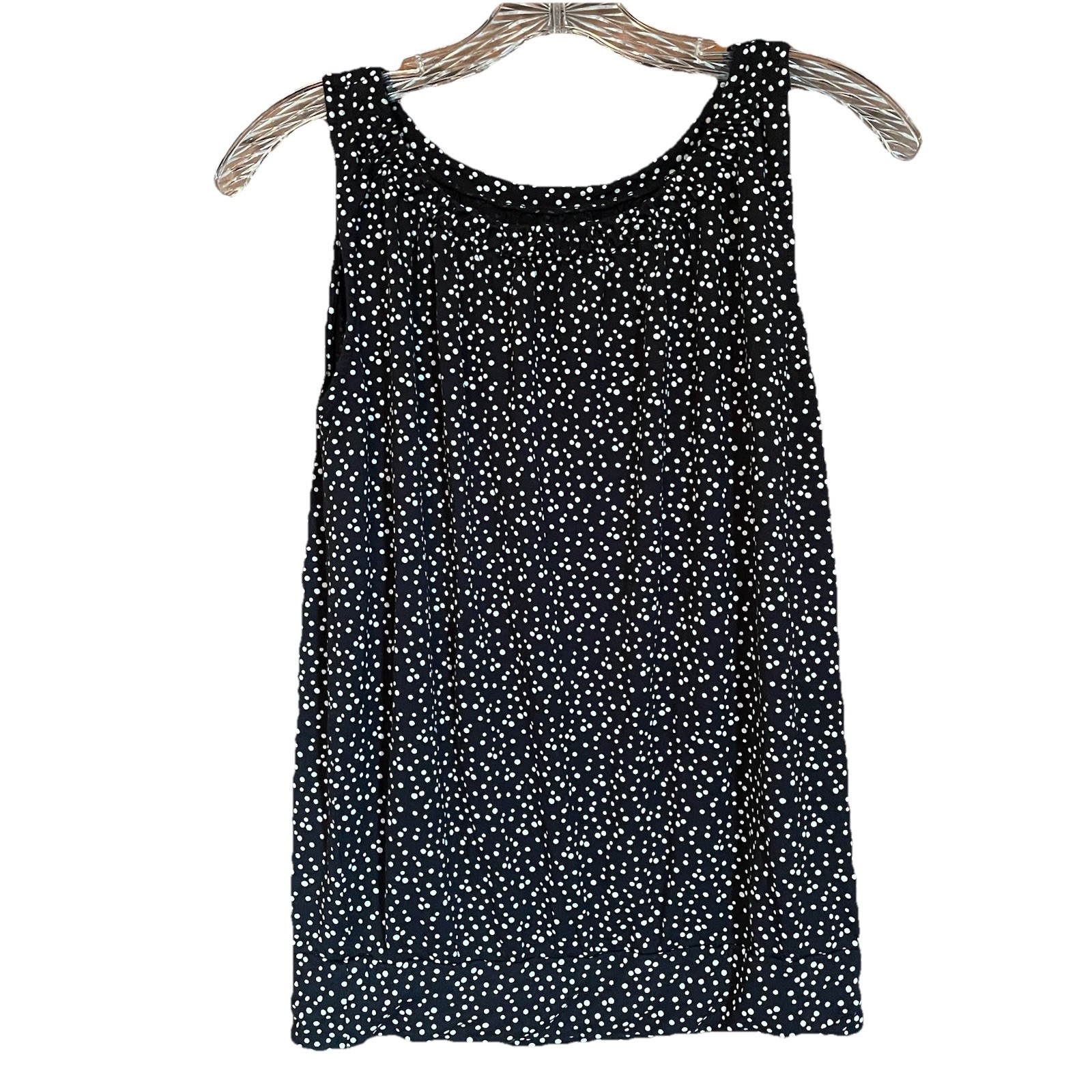 LOFT outlet Tank Top blouse Women's Small Polka Dot Black Sleeveless Casual Work