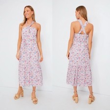 NWT Tuckernuck Hyacinth House Pink Halter Neck Floral Medouie Midi Dress XS