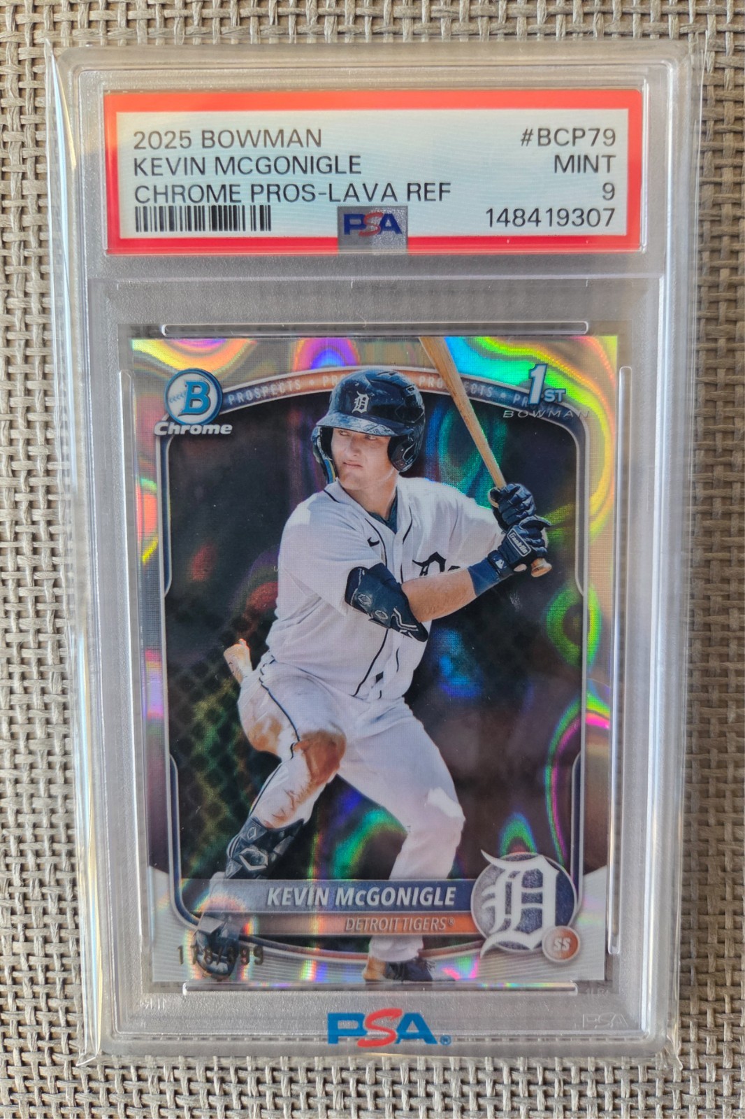 Kevin Mcgonigle 2025 1st Bowman Chrome Lava Refractor /399 # BCP79 - PSA 9 Mint