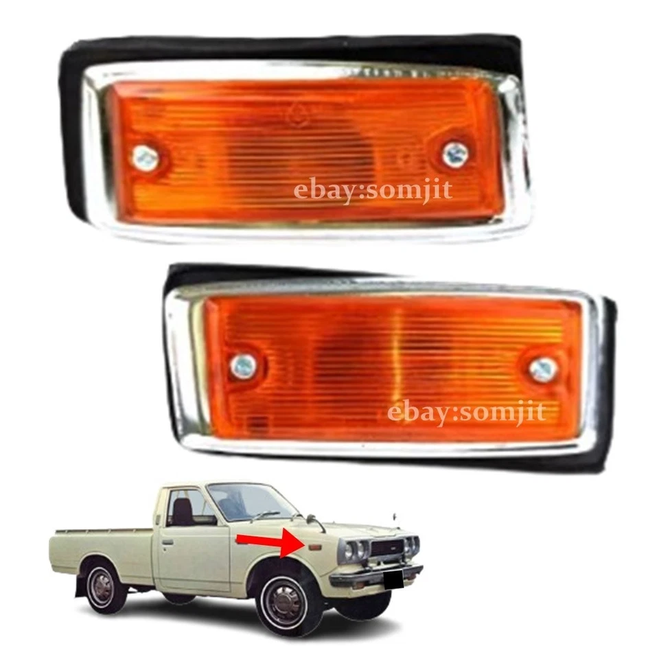 PAR DE LUCES DE SEÑAL DE GIRO MARCADOR LATERAL ÁMBAR PARA 74-78 TOYOTA HILUX RN20 RN25. Foto 3 de 4