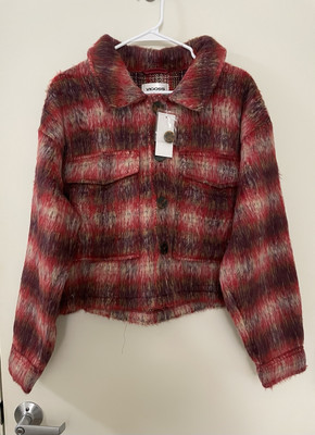 Vigoss Ladies' Brushed Plaid Crop Jacket Women s Medium Red