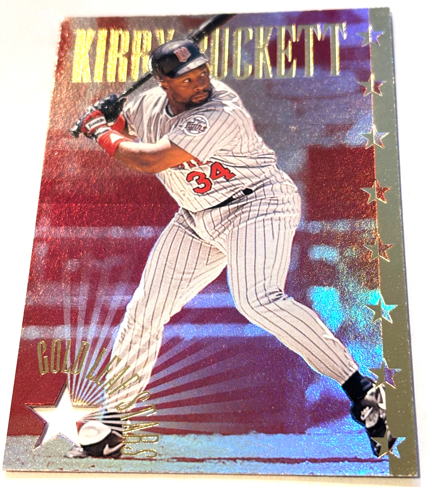 Kirby Puckett #13 Baseball Cards 1995 Leaf Gold Stars trading card — raw and PSA graded price guide