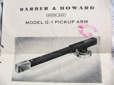 BARBER HOWARD Model G-1 Tone Arm A Sheet GE VR Variable Reluctance Cartridge