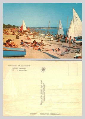 Alte Postkarte - Carnac La Grande Plage Strandszene Bretagne Frankreich UNBESPIELT