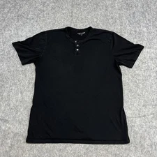 Flint and Tinder Shirt Mens XL Black Henley Cotton Made in USA Casual Preppy