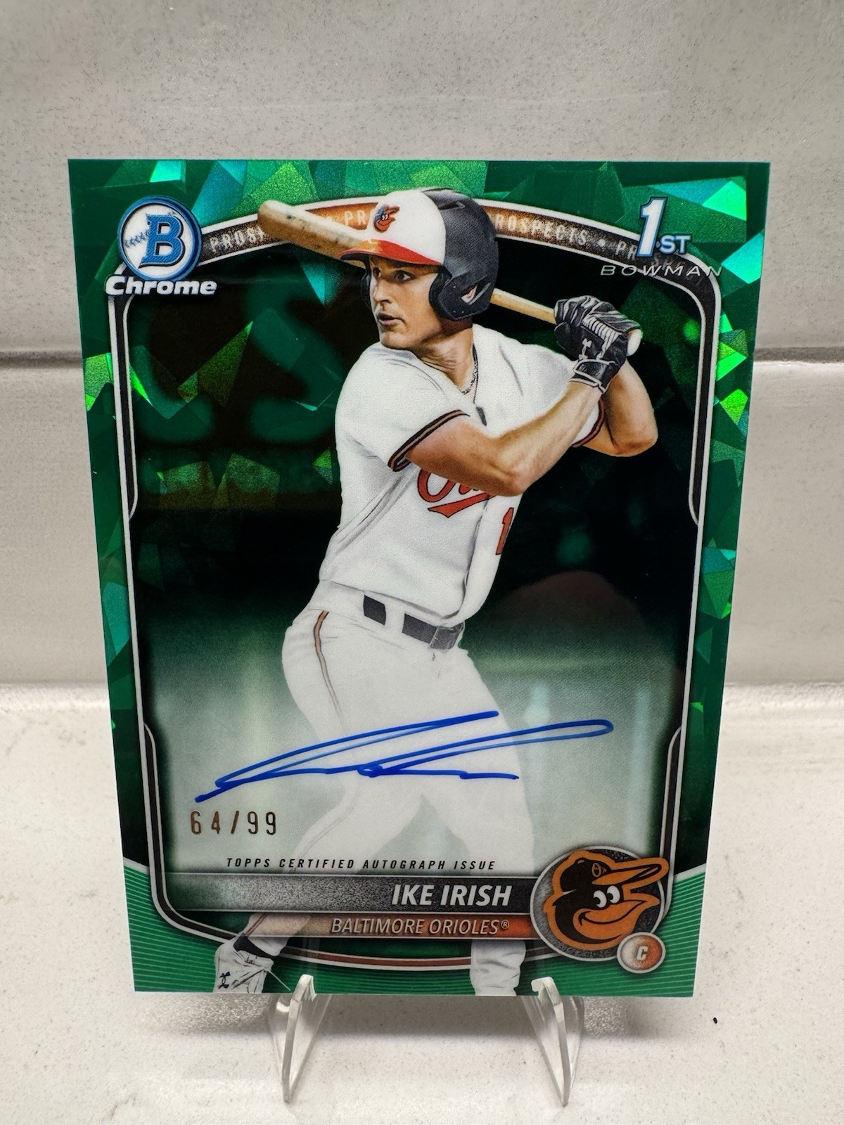 2025 Bowman Draft Sapphire Ike Irish 1st Green Chrome Auto 64/99 #BDC-16 Orioles
