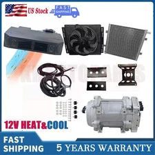 12V Heat&Cool Truck Air Conditioner Underdash Electric RV AC Unit Compressor Set