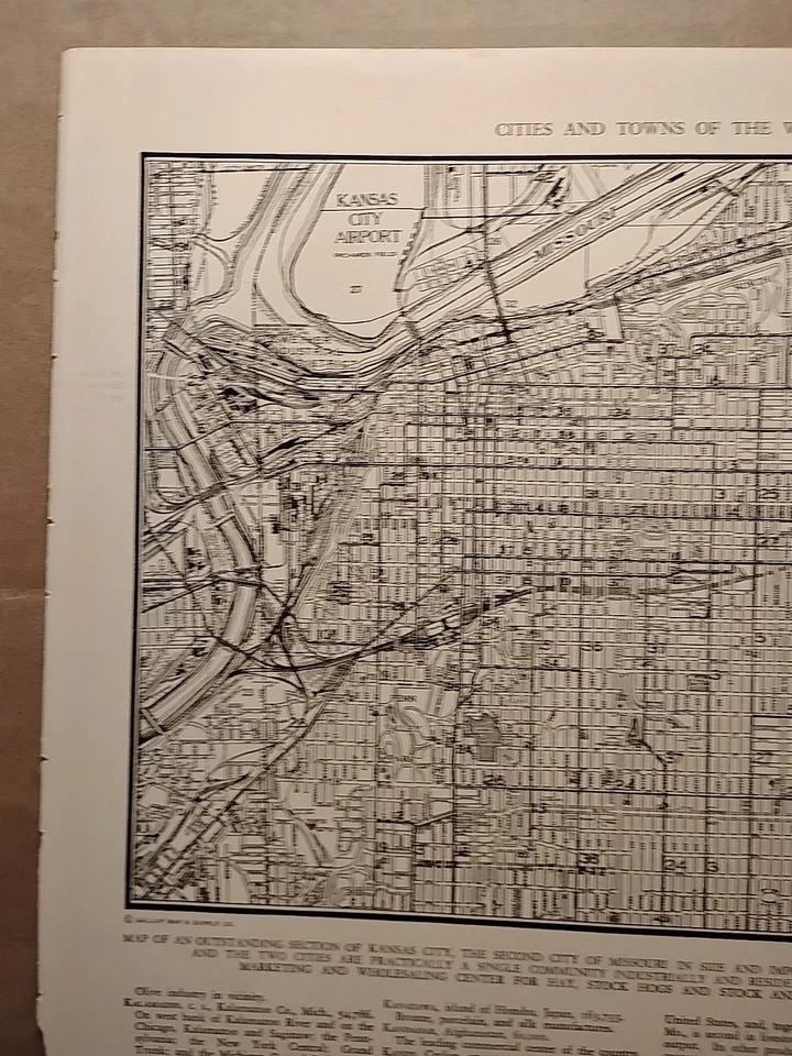 Mapa antiguo vintage de Kansas City MO 1940 de Collier's World Atlas & Gazetteer Foto 2 de 4