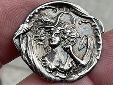 Large Art Nouveau Silver Button. 26 Mm Across