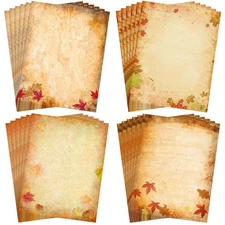 48 Sheets Fall Stationery Paper Fall Leaves Letterhead 4 Design Autumn Themed...