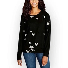 Buffalo David Bitton Womens Long Sleeve Top with Grey Stars - Black - 465XS