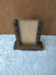 Piccola cornice portafoto in legno con pilastri in vetro originali intaglio art deco antica