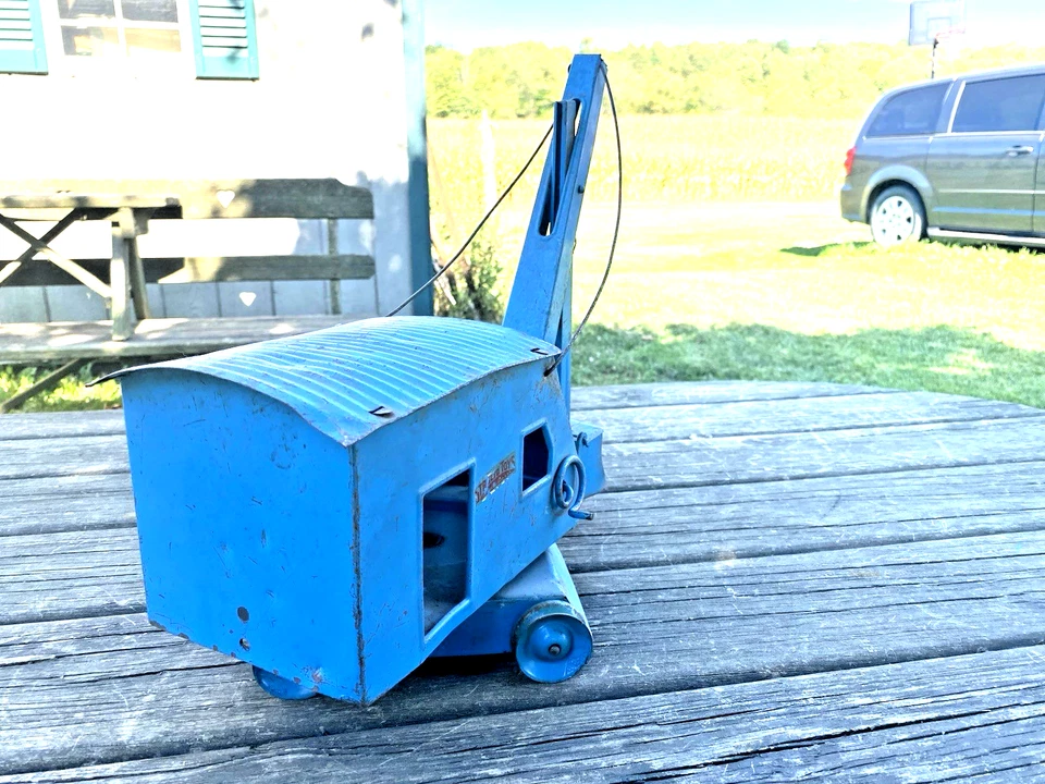 Vintage Structo blue press steel Construction crane dirt shovel scoop USA - Image 4 of 4