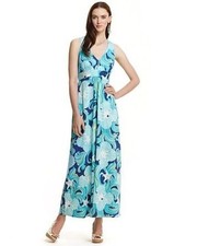 Lilly Pulitzer Halter Do the Wave True Blue Maxi Dress Small Silk Beachy Wedding