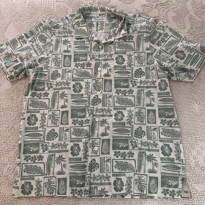 Tommy Bahama The Bahama Coast Men's Island Stamp Short Sleeve Shirt (Green) XL