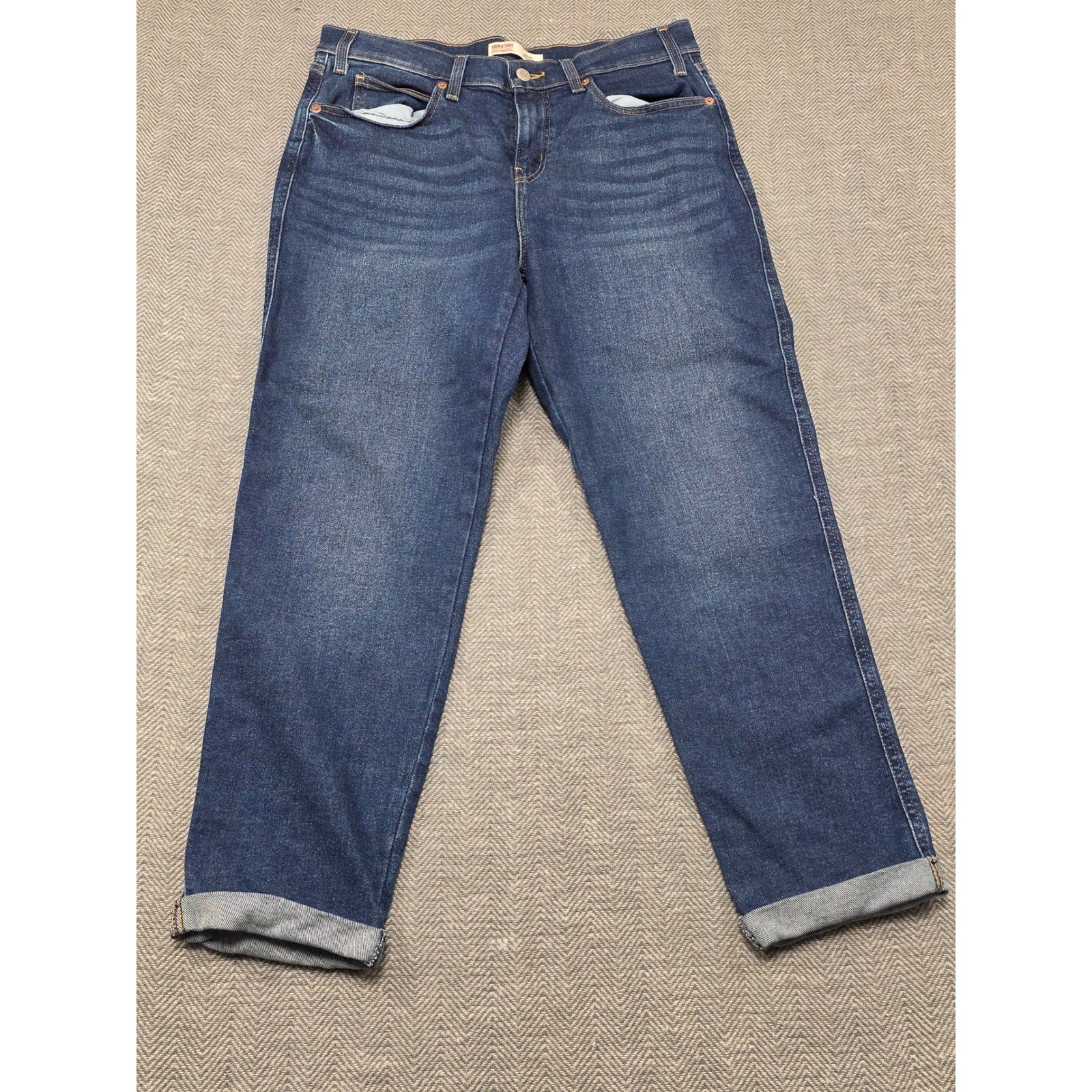 Signature Levi Strauss Co Womens Heritage Boyfriend Jeans Blue Wash Size 10 W30