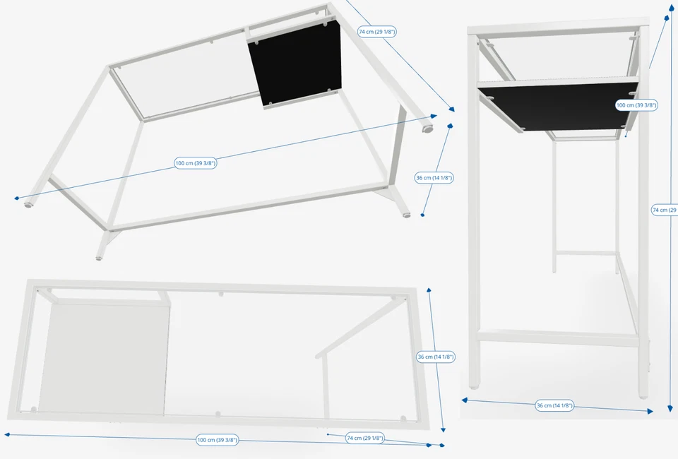 IKEA VITTSJÖ Mesa para portátil, blanco/vidrio, 39 3/8x14 1/8" ¡NUEVA! Foto 4 de 4