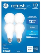 GE Refresh HD LED 60W A19 Daylight Bulbs 4 Pack General Purpose