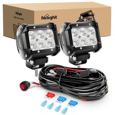 2pcs 4 Inch 18w Led Flood Fog Lights Off Road Driving Lights Wiring Harness 2pcs 4 Inch 18w Led Flood Fog Lights Off Road Driving Lights Wiring Harness