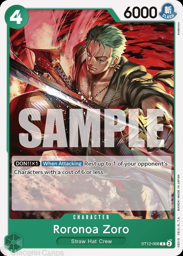 ST12-008 Roronoa Zoro : Common Non-Foil English One Piece TCG Card : LD01: Learn