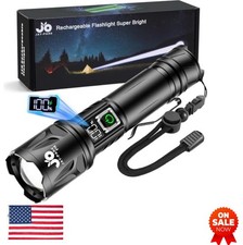 Rechargeable Flashlight 100000 Lumen LED Zoom 5000mAh USB-C IP67 Waterproof LCD