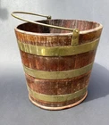 rare original Antique Georgian c1770 Mahogany Brass Bound Irish Peat Bucket
