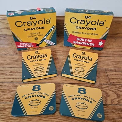 Vintage BINNEY & SMITH Crayola Crayons Lot 2-64 Count 2-8 Large 2-8 Ct Tin NOS