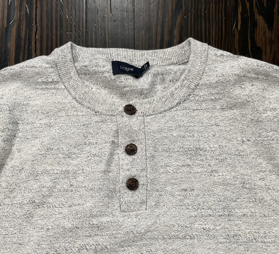 J. Crew Long Sleeve Henley Lightweight Sweater Men’s Large Gray Cotton - Image 2 of 4
