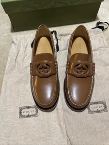 Mocassins homme Gucci 738470 cuir marron Millennial Ribot GG taille 7,5 UK 8 US